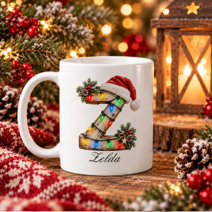 Rustic Festive Christmas Monogram Letter Z Coffee Mug