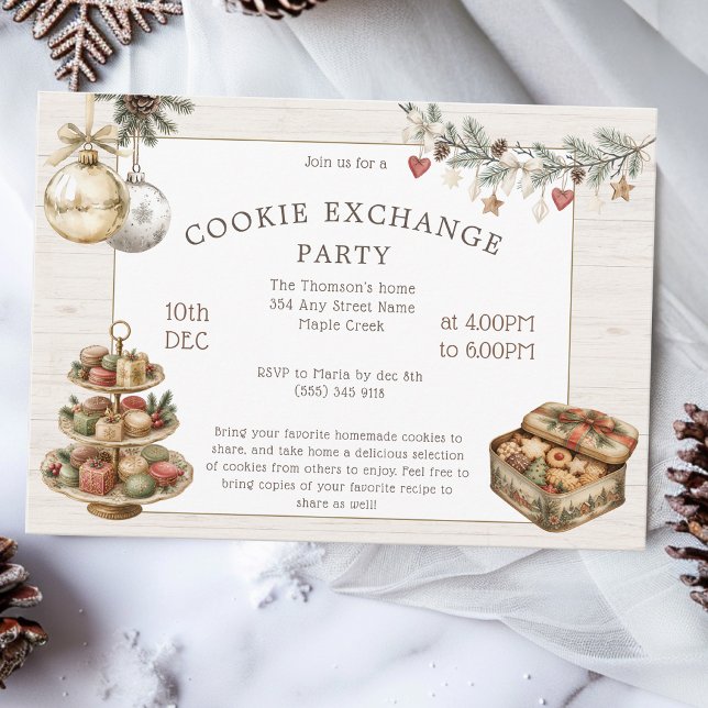 Rustic Festive Cookie Exchange Party Invitation (Creator Uploaded)