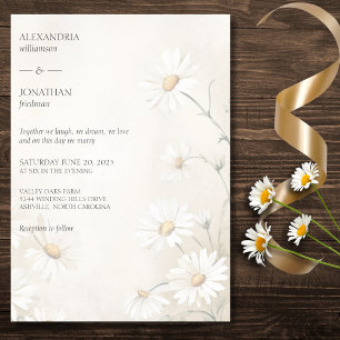 Rustic Field of Daisies Wedding Invitation