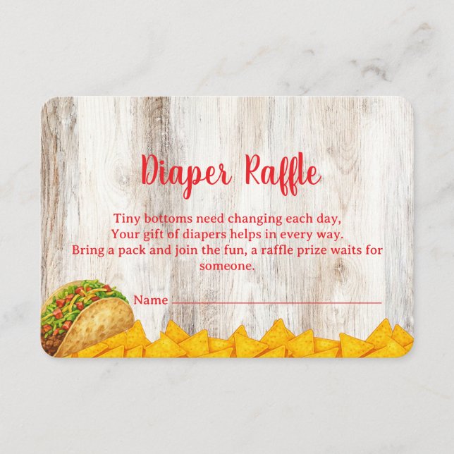 Rustic Fiesta Diaper Raffle Insert Card | Tacos (Front)