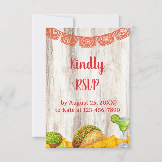 Rustic Fiesta RSVP Card with Optional QR Code (Front)