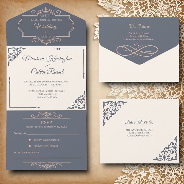 Rustic Filigree, Wedding All In One Invitation (Creator Uploaded)