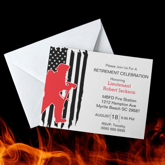 Rustic Firefighter Retirement Party Invitation (Creator Uploaded)