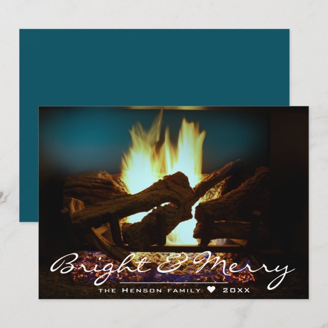 Rustic Fireplace Fire Wood Cosy Warm Holiday Card (Front/Back)