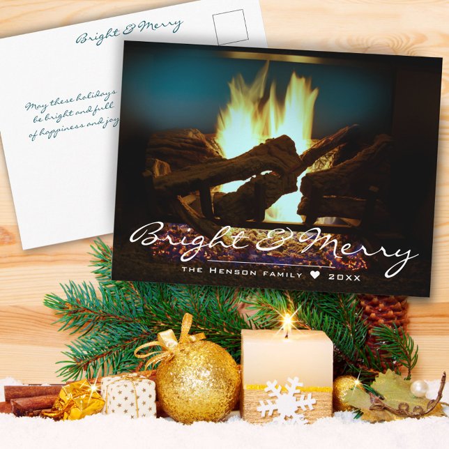 Rustic Fireplace Fire Wood Cosy Warm Holiday Postcard (Creator Uploaded)