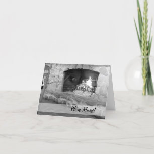 Rustic Fireplace We've Moved Cards