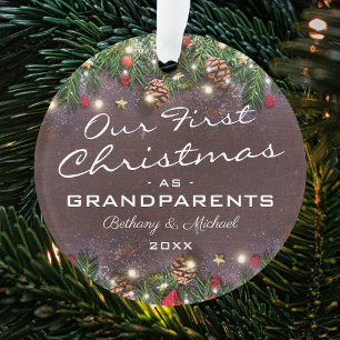 Rustic First Christmas as Grandparents Ornament