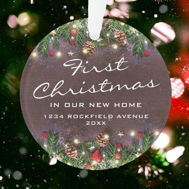 Rustic First Christmas New Home Ornament (Creator Uploaded)