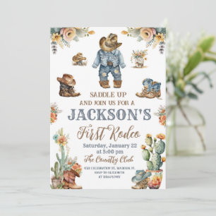 Rustic First Rodeo Wild West Boy 1st Birthday Invitation