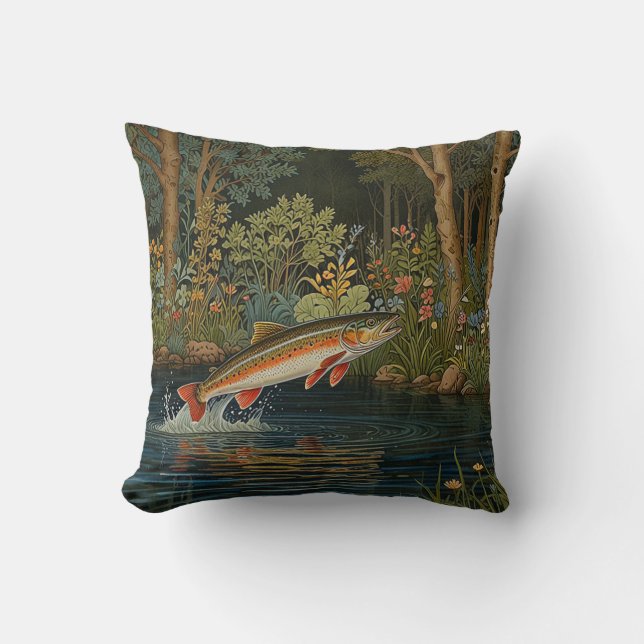 Rustic fish fishing fly fishing cushion (Front)