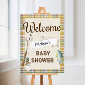Rustic Fishing Baby Shower Welcome Sign