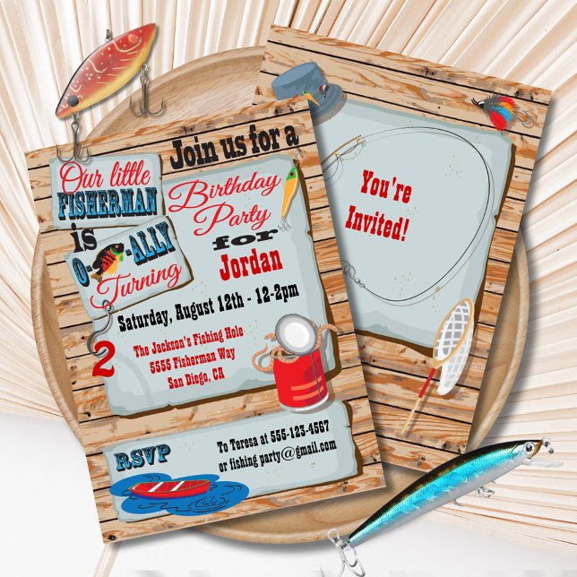 Rustic Fishing Birthday Party Invitations (Creator Uploaded)