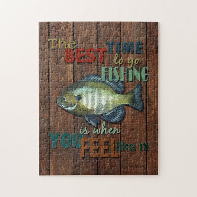 Rustic Fishing | Bluegill Fish Jigsaw Puzzle (Vertical)