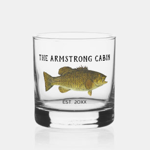 Rustic Fishing Family Cabin Personalised Whiskey Glass