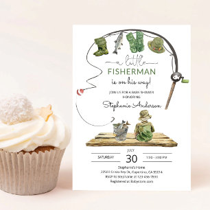 Rustic Fishing Lure Baby Shower Invitation