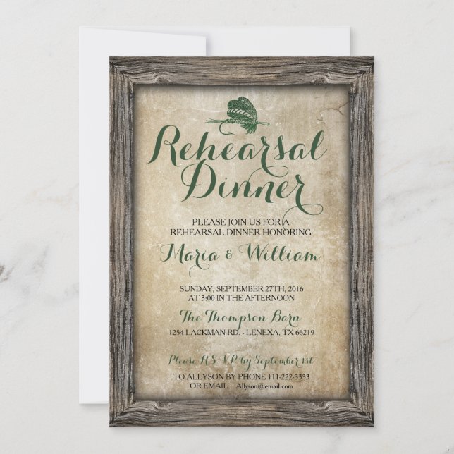 Rustic Fishing Lure Rehearsal Dinner Invitation (Front)