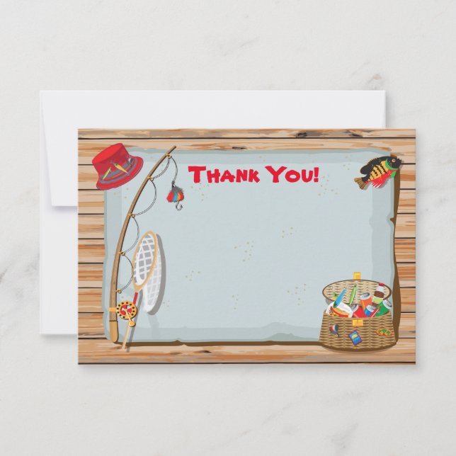 Rustic Fishing Thank You Note Card (Front)