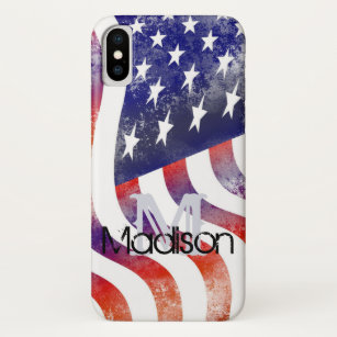 Rustic Flag USA American Monogram Initial Name Case-Mate iPhone Case