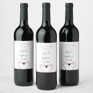 Rustic Flamingo Wedding Thank You Wine Label