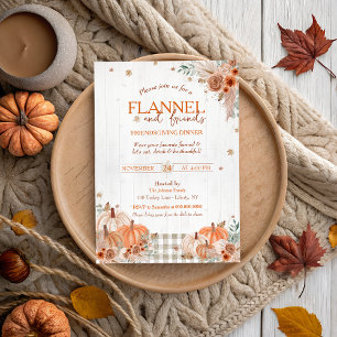 Rustic Flannel and Friends Thanksgiving Party Invitation