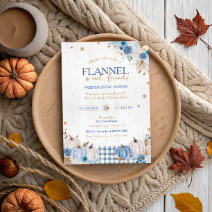 Rustic Flannel and Friends Thanksgiving Party Invitation