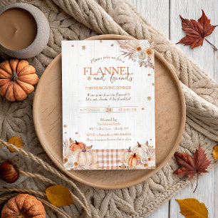Rustic Flannel and Friends Thanksgiving Party Invitation