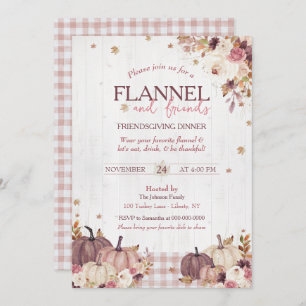 Rustic Flannel and Friends Thanksgiving Party Invitation