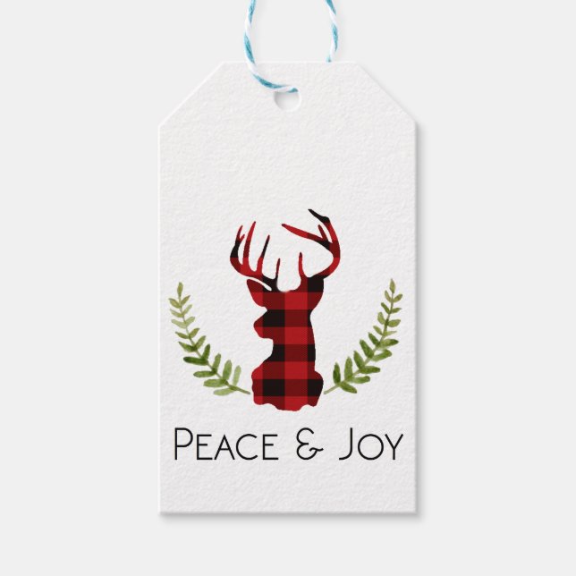 Rustic Flannel Buck | Holiday Gift Tags (Front)