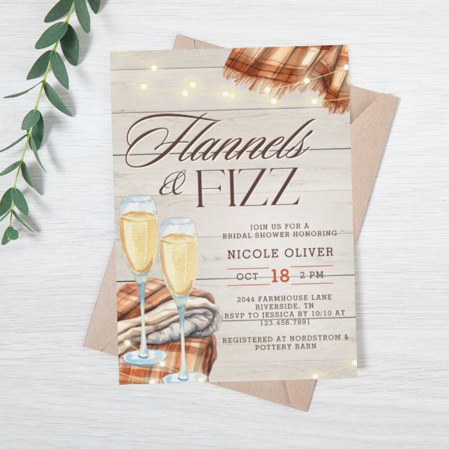Rustic Flannels & Fizz Fall Bridal Shower Invitation (Creator Uploaded)