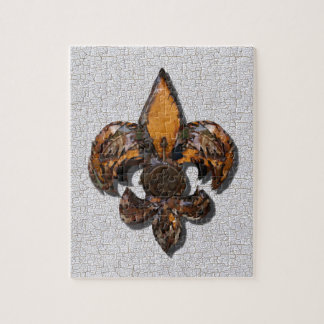 Rustic Fleur De Lis Crackle Background Jigsaw Puzzle