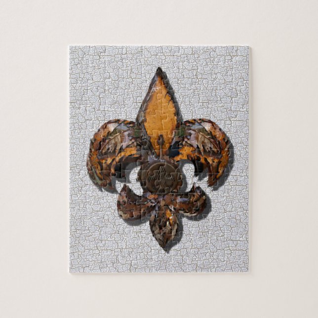 Rustic Fleur De Lis Crackle Background Jigsaw Puzzle (Vertical)