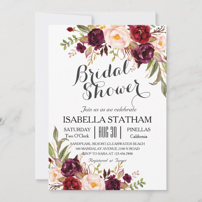 Rustic Flora l Rustic Bridal Shower Invitation (Front)
