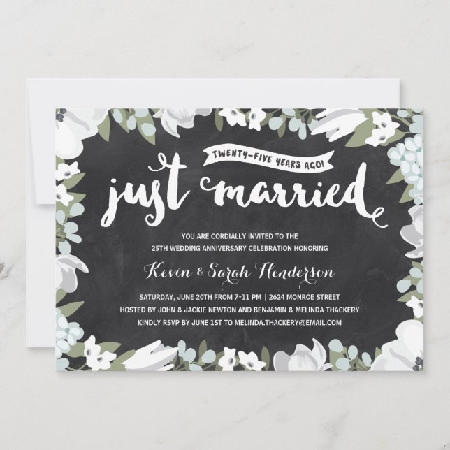 Rustic Floral | 25th Wedding Anniversary Invitation (Front)