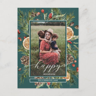 Rustic Floral 2 Photo  Holiday Postcard