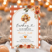 Rustic Floral A Little Turkey Gingham Baby Shower
