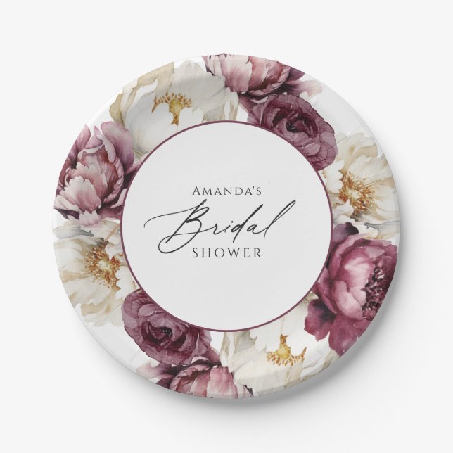 Rustic Floral Abundance Bridal Shower Paper Plate (Front)