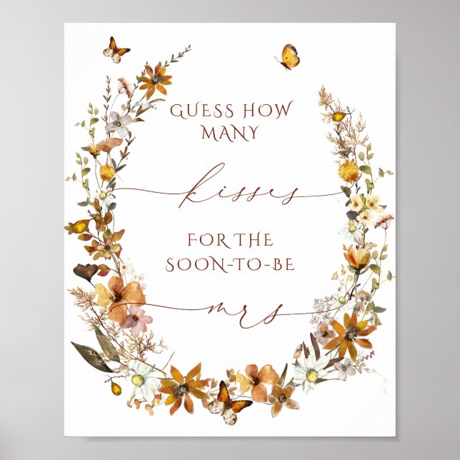 Rustic Floral Advice and Wishes Wedding Sign (Front)