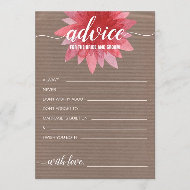 Rustic Floral Advice for the Bride Bridal Shower Card (Front)