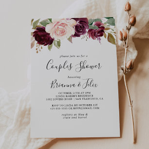 Rustic Floral and Botanical Foliage Couples Shower Invitation