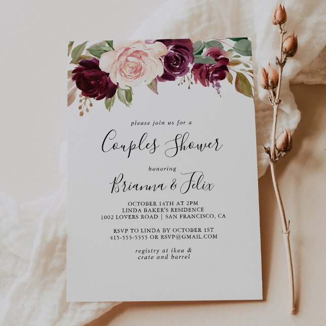 Rustic Floral and Botanical Foliage Couples Shower Invitation (Creator Uploaded)