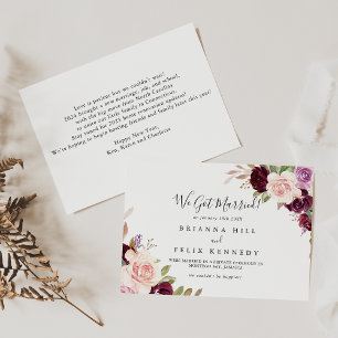 Rustic Floral and Botanical Foliage Elopement Announcement