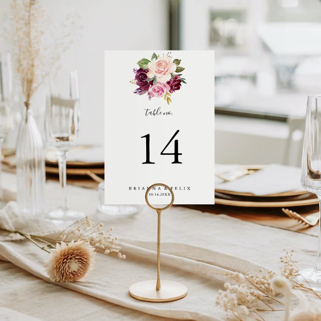 Rustic Floral and Botanical Foliage Wedding Table Number (Creator Uploaded)