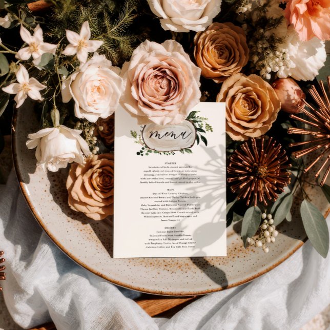 Rustic floral and stag antlers wedding menu (Creator Uploaded)
