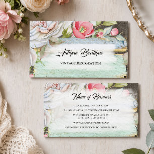Rustic Floral Antique Boutique Business Card