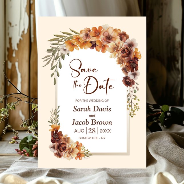Rustic Floral Arch Wedding Save the Date Invitation (Creator Uploaded)