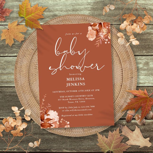 Rustic Floral Autumn Fall Baby Shower Invitation (Rustic Floral Autumn Fall Baby Shower Invitation)