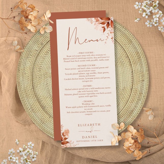 Rustic Floral Autumn Fall Wedding Dinner Menu (Rustic Floral Autumn Fall Wedding Dinner Menu)