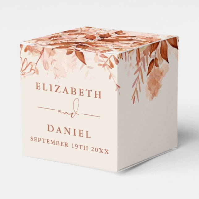Rustic Floral Autumn Fall Wedding Favour Box (Front Side)