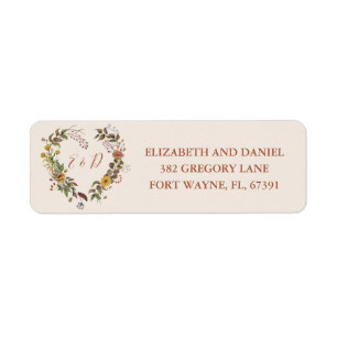 Rustic Floral Autumn Fall Wedding Return Address