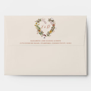 Rustic Floral Autumn Fall Wedding return Address Envelope
